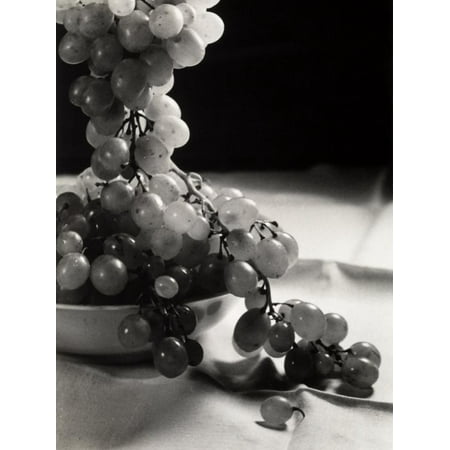 Grape Bowl Wall - Bunch of Grapes Hanging Out of the Fruit Bowl Print Wall Art By Alessandro Bencini