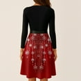 thumbnail image 4 of Christmas Dresses for Women Women's Casual Fashion Round Neck Long Sleeve Christmas Printed Party Vintage Long Dresses for Holiday Gathering,Deep Red,M, 4 of 7