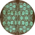 thumbnail image 1 of Ahgly Company Indoor Round Oriental Turquoise Blue Industrial Area Rugs, 8' Round, 1 of 4