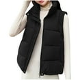 thumbnail image 4 of Htigea Fall Winter Short Vest for Women Sleeveless Stand Collar Jackets Warm Padded Gilet with Pockets Black M, 4 of 4