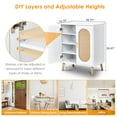 thumbnail image 2 of UBesGoo Modern Rattan Shoe Storage Cabinet, 4 Layers Entryway Shoe Cabinet Accent Console Cabinet Table with Adjustable Shelves, White, 2 of 13
