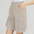 thumbnail image 3 of ZZwxWA 2025 Bermuda Shorts for Women Summer Knee Length High Waisted Casual Outdoor Comfy Pull on Hiking Cargo Short Pants Solid Color, 3 of 5