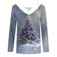 thumbnail image 4 of Uootdi Christmas Long Sleeve Shirts for Women Faux Fur Trim Xmas Tree Ugly Gift Christmas Printed Graphic Shirts Classic Holiday Loose, 4 of 5