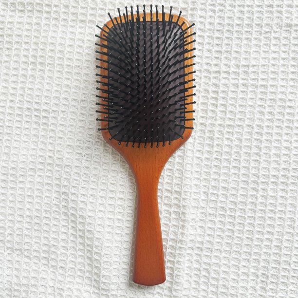 Peine de madera para peluquería con cojín de aire, peine para rizar el cabello, peine para el cuero cabelludo, peine de madera maciza para masajes, peine cuadrado para pan con letras