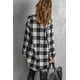 thumbnail image 1 of ABPHQTO Abrigo camisero a cuadros negro con cuello vuelto para mujer, 1 of 5