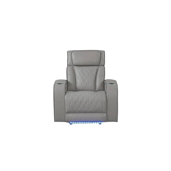 Fortuner Modern Style Recliner Chair Made with Faux Leather and Wood in Gray