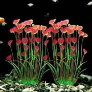 DPOWERFUL Plastic Fish Tank Plants, Artificial Tall Aquarium Plants for Fish Tank Decor, 15.7 inches(Red)