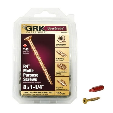 GRK Fasteners R4 Multi Purpose Screws - Steel, Gold - 110 Count, 1.25 In