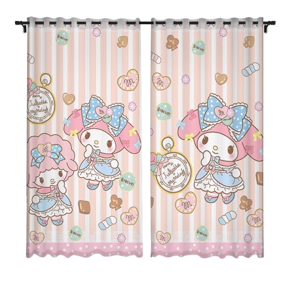 2025 New Cartoon Melody Pink Customized Curtains Girls Room Blackout Bedroom Sanrio Short Curtain Bay Window