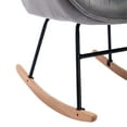 thumbnail image 7 of Nursing Glider Rocking Chair, Velvet Upholstered Accent Chair Rocker Chair with High Backrest & Armrest, Mid Century Modern Wood Armchair Single Sofa Chair for Living Room Bedroom Nursery, Gray, 7 of 7