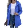 thumbnail image 5 of Mifsaly Womens Windbreaker Jacket Lightweight Windproof Hooded Full Zip Trench Coat Outdoor Hiking Camping Travel Outerwear with Adjustable Drawstring and Pockets Blue,XL, 5 of 9