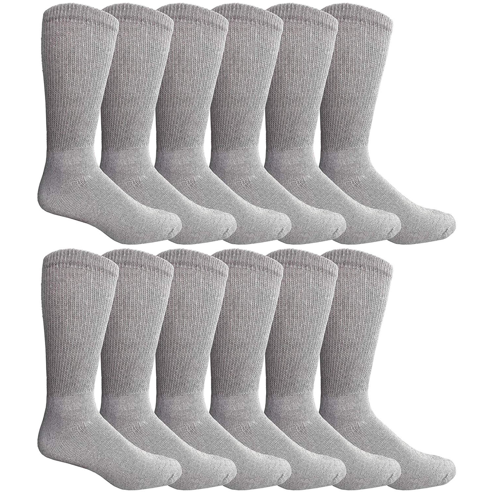 Yacht & Smith 6 Pairs Loose Fit Non-Binding Soft Cotton Diabetic Crew Socks, Bulk Value Pack, 9-11