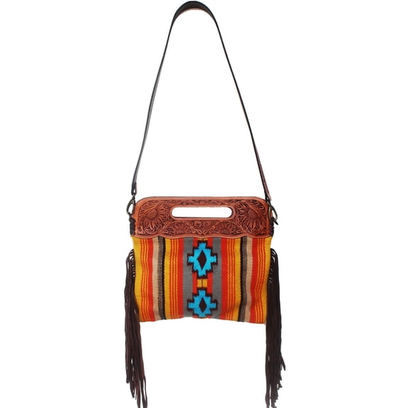 Women's Western Handwoven Wool Rodeo Cowgirl Purse Shoulder Handbag 27FK46
