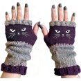 thumbnail image 5 of Cat Embroidery Splicing Knitted Gloves, Fingerless Gloves for Women with Cute Cat Pattern, Soft Knit Wrist Warmers for Everyday Use, 5 of 7
