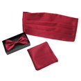 thumbnail image 1 of Bangcool Men Tuxedo Accessories Fashion 3PCS Solid Color Pocket Square Bow Tie Cummerbund, 1 of 10