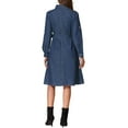 thumbnail image 3 of Vestido de mezclilla INSPIRE CHIC para mujer, de manga larga, con botones, estilo A-line, con cinturón, vestido clásico de jeans, M Azul oscuro, 3 of 6