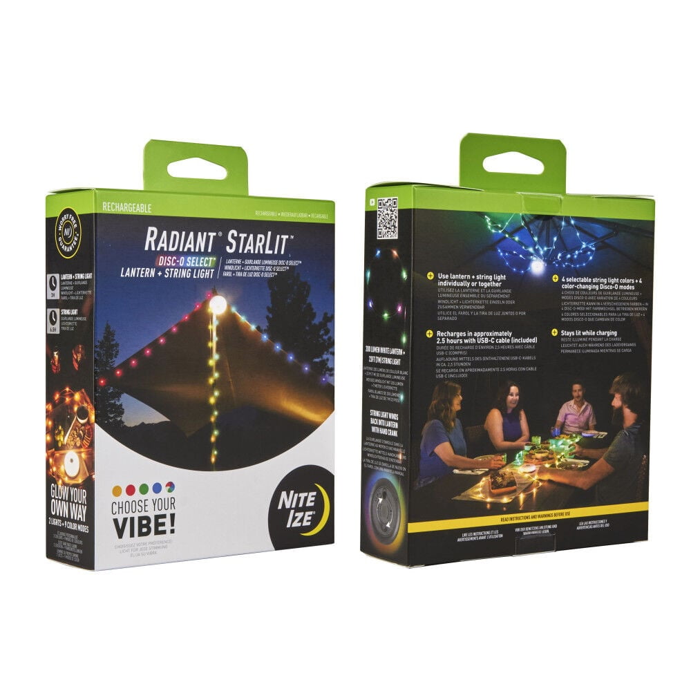 Nite Ize Radiant StarLit Rechargeable Lantern and String Lights for Outdoors