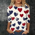thumbnail image 2 of Hesxuno Memorial Day T Shirts for Women July 4th USA Independence Day Top Patchwork Short Sleeve Blouses Red White and Blue Eagle Flag Shirts Patriotic Faith Inspiring Tees Beige XXL, 2 of 6