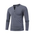 thumbnail image 1 of HBFAGFB Chemises de Travail à Manches Longues pour Hommes Chemise Décontractée à Boutons Col Rond Simple Slim Gris Foncé Taille 2TG, 1 of 4
