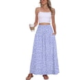 thumbnail image 3 of Asklazy Womens Flowy Long Maxi Skirt A-Line Long Skirt with Pockets Elastic High Waist,Spot Blue,Mother's Day ,3XL, 3 of 9