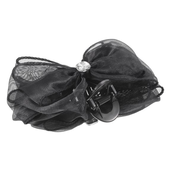 Unique Bargains 1 Pc Fashion Bow Tie Mesh Hair Clips Hairdo Clip for Women 5.91"x2.56"x2.56" Black