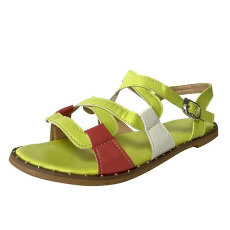 

SEMIMAY Women s Summer Non Slip Solid Color Buckle Strap Flat Beach Open Toe Breathable Sandals Shoes Red