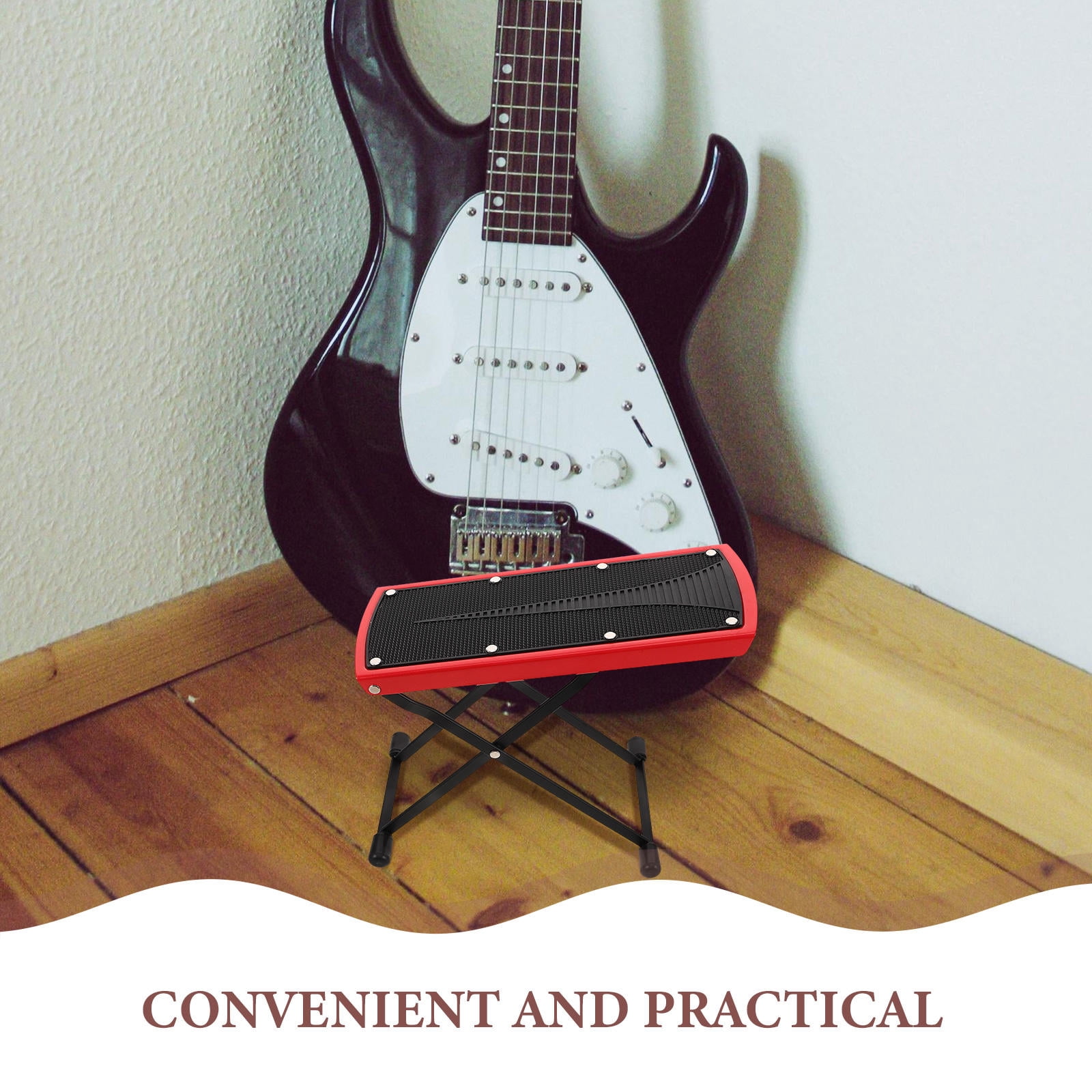Tineasur Foldable Guitar Foot Stool with Durable Metal Stand and Adjustable Height for Acoustic Guitar
