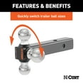 thumbnail image 3 of CURT 45001 Multi-Ball Trailer Hitch Ball Mount, 1-7/8, 2, 2-5/16-Inch Balls, Fits 2-Inch Receiver, 10,000 lbs, 3 of 3
