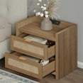 thumbnail image 4 of SICOTAS Boho 6-Drawer Dresser & 2 Charging Nightstands Set - Oversized 3-Piece Furniture Set with Rattan Design&Spacious Storage, USB/Type-C Ports, Rattan Furniture Set for Bedroom, Natural Oak, 4 of 12