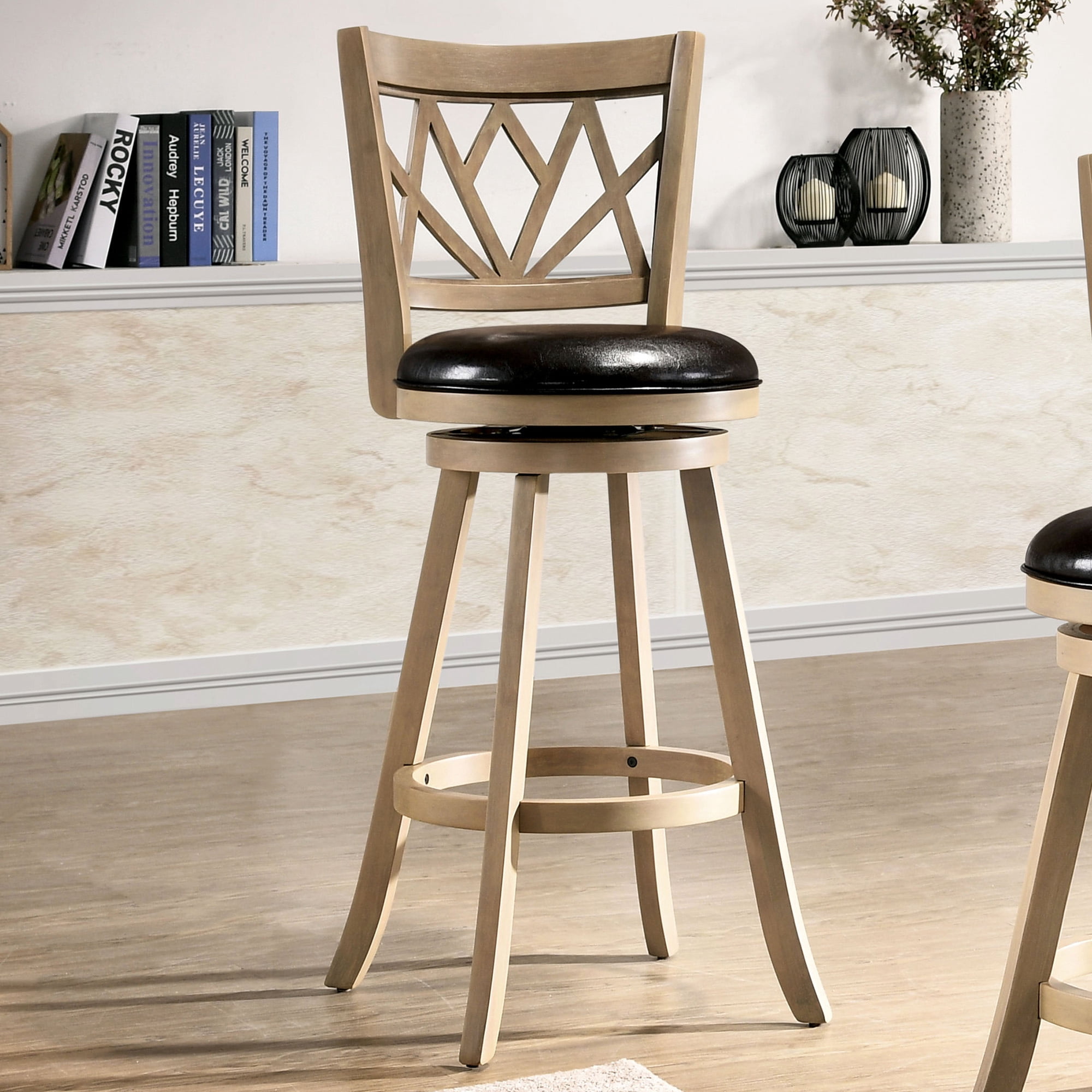 Furniture of America Hillcrest Wood Swivel Barstool, Maple, 29-in