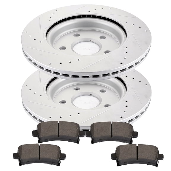 ECCPP 2X Brake Discs Rotors 4X Ceramic Brake Pads For Cadillac XTS 2013-2017 Rear Drilled