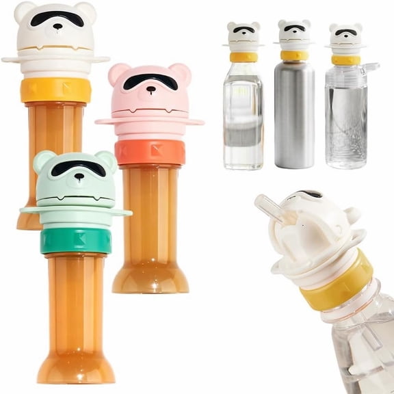 CoreLiving Water Bottle Spout Conversion Cap with Straw, Universal Silicone Liquid Cap Topper and Reusable Straw Lid for Outdoor Activity and Travel, Pack of 1