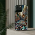 thumbnail image 3 of DistinctInk Hybrid (Acrylic / TPU) Clear Slim Fit Case for Apple iPhone 15 Pro (6.1" Screen) - "Urban Kaleidoscope: Vibrant Street Art Transforms City Landscape", 3 of 8