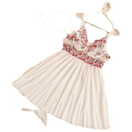 

Floral Print Babydolls White Plus Size Sexy Lingerie (Women s)