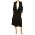 thumbnail image 3 of Women's Solid 2-Piece Set Open Front Blazer and Matching Midi Skirt, 3 of 8