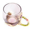 thumbnail image 4 of Yajisi Taza de Vidrio Verde Flor con Cuchara 320 ml / 10.8 oz, 4 of 9