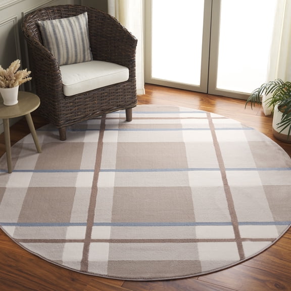 Safavieh Groove Dayna Plaid Area Rug, Beige/Light Blue, 6'7" x 6'7" Round