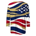 thumbnail image 4 of Xdegoge 4th of July Vintage American Flag Graphic T Shirt for Women Three Quarter Sleeve Crewneck Casual Fit Red White and Blue Independence Day Summer Shirts Tops, 4 of 5