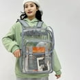 thumbnail image 4 of Heavy Duty Clear Backpack with Large Laptop Compartment, 12.2x17.7x5.1 Inch Transparent PVC Bookbag for School, Stadium Security, Sporting Events, 4 of 6
