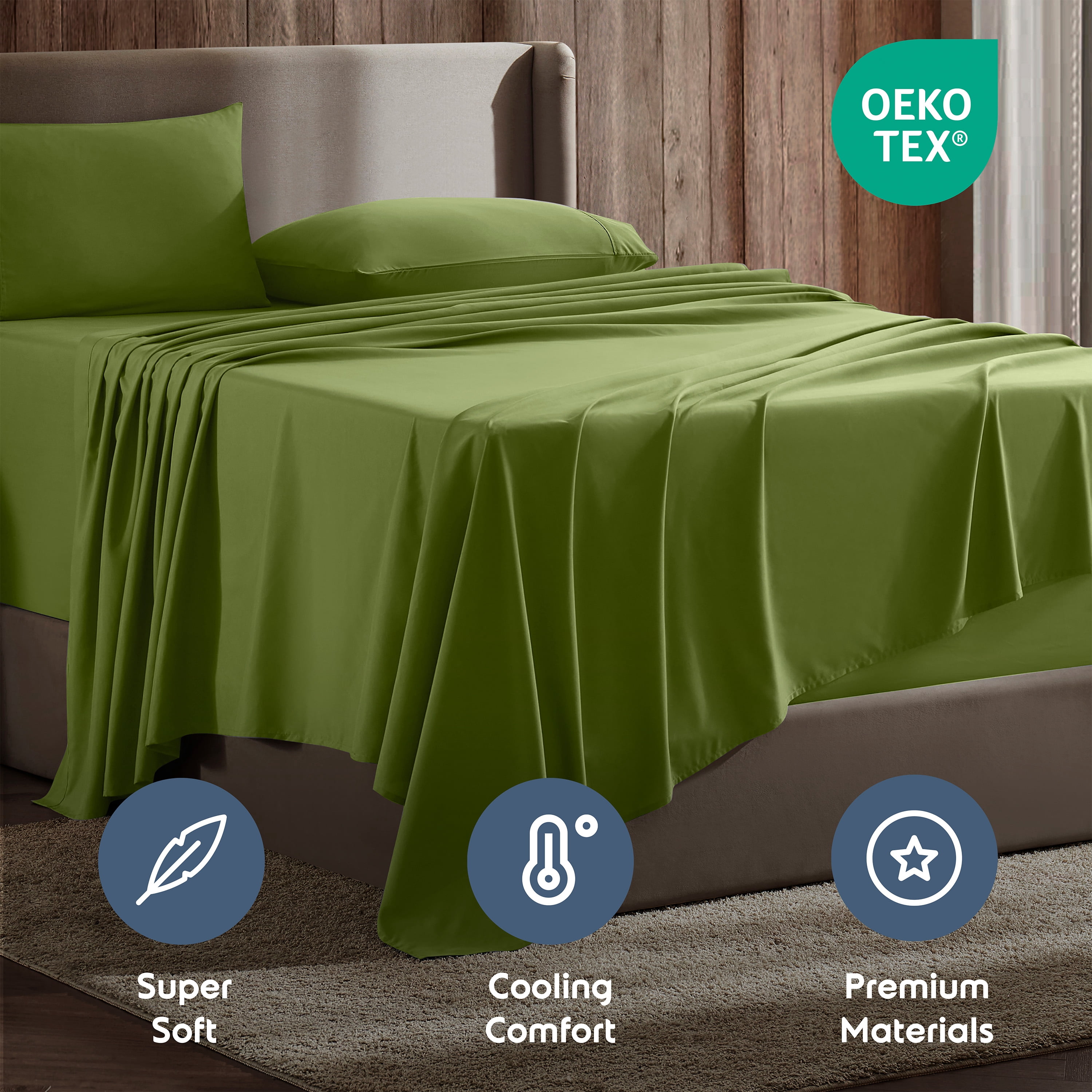 Lammaloe Sheets Set, Hotel Style Deep Pocket 4 Piece Bed Sheets, Luxury Soft Microfiber RV Short Queen Sheets Set, Blue Heaven
