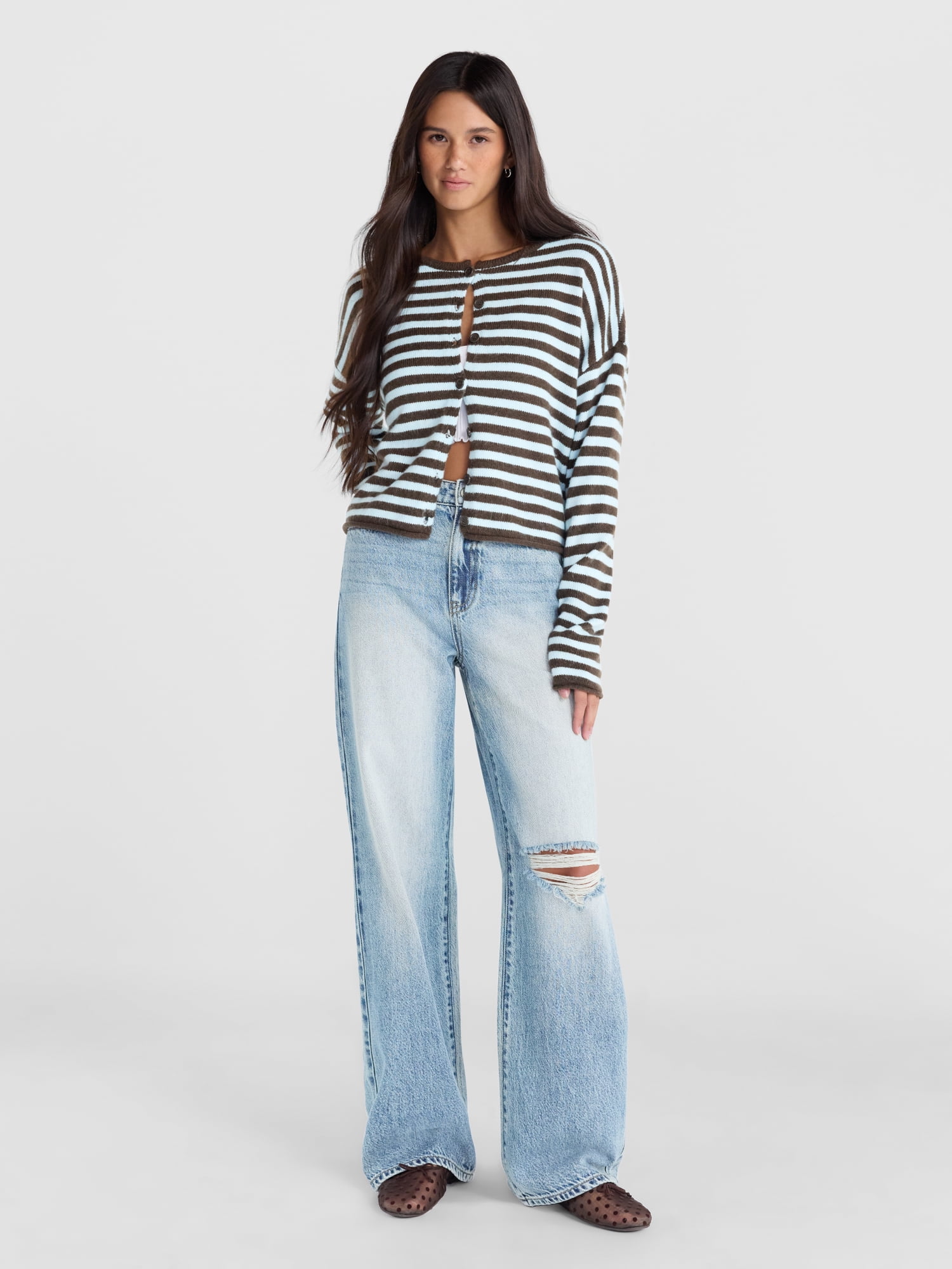 No Boundaries High Rise Baggy Wide Leg Jeans, 34'' Inseam, Women's and Women's Plus, Sizes XXS-4X