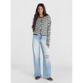 thumbnail image 2 of No Boundaries Women's High-Rise Baggy Wide-Leg Jeans, 32 in Inseam, Medium Denim Destruct, XS, 2 of 5