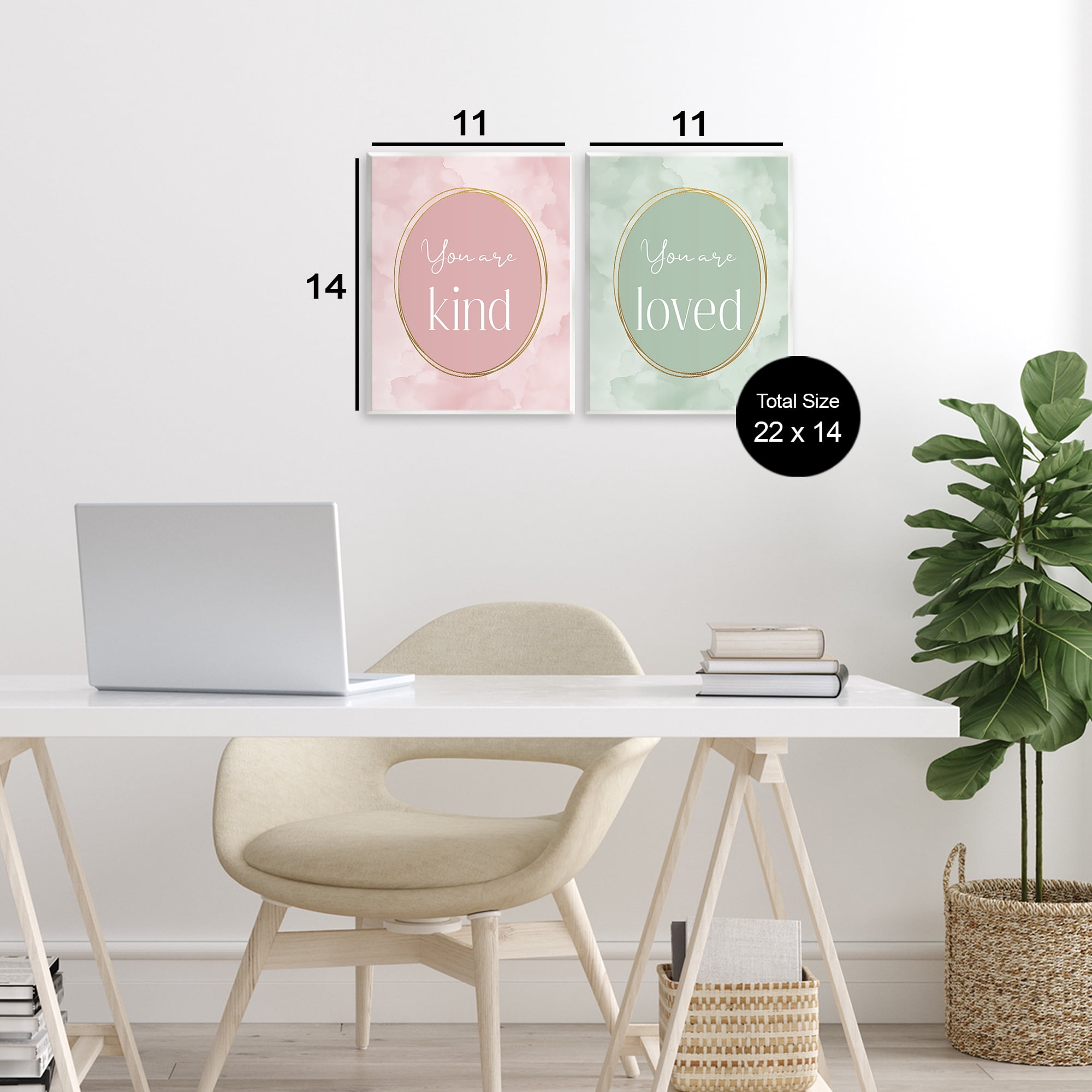 Stupell Industries Pastel Golden Affirmations 2 Piece Wall Plaque Art Set, design by Christine Simpson Art