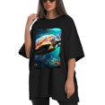 thumbnail image 4 of Plus Size Shirt for Women Black Tops for Women Short Sleeves Shirt for Women Sea Turtle 6 T Shirt Oversized Shirt for Women S, 4 of 5