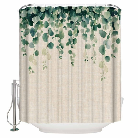 Small Stall Shower Curtain 36x72 Inch Narrow Half Size Rustic Leaves Bath Curtains Bathroom Decor Vintage Spring Botanical Eucalyptus Vines Waterproof Fabric Shower Curtain Set with Hooks 36 Inch
