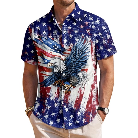 Ankishi American Flag Shirts for Men 250th American Fashion Button Up Shirts Casual Tops Short Sleeve Daily Wear