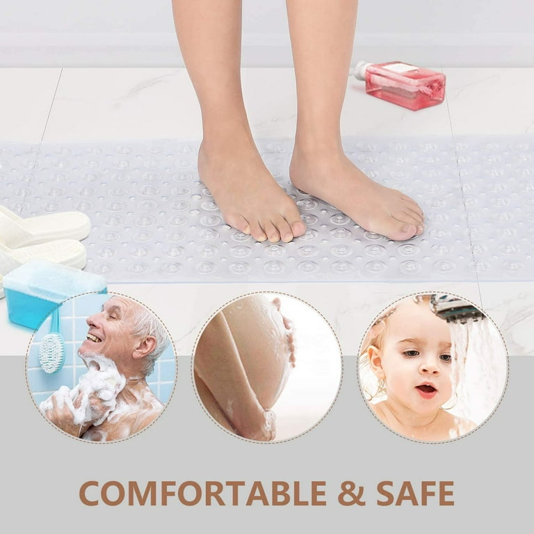 SIXHOME Shower Mat Non Slip Bath Mat for Tub 16x40 Shower Mats for Bathtub  Machine Washable Bathtub Mat with Suction Cups and Drain Holes Woven White  Tub Mat for Kids Elderly 