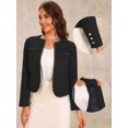 thumbnail image 2 of DARING DIVA Long Sleeve Casual Tweed Blazer Business Jacket L Black, 2 of 6
