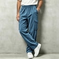 thumbnail image 5 of MXALUOB Men's Corduroy Pants Cargo Textured Drawstring Trousers with Flap Pockets Ribbed Wide Leg Elastic Waist Casual Pant for Winter, 5 of 6