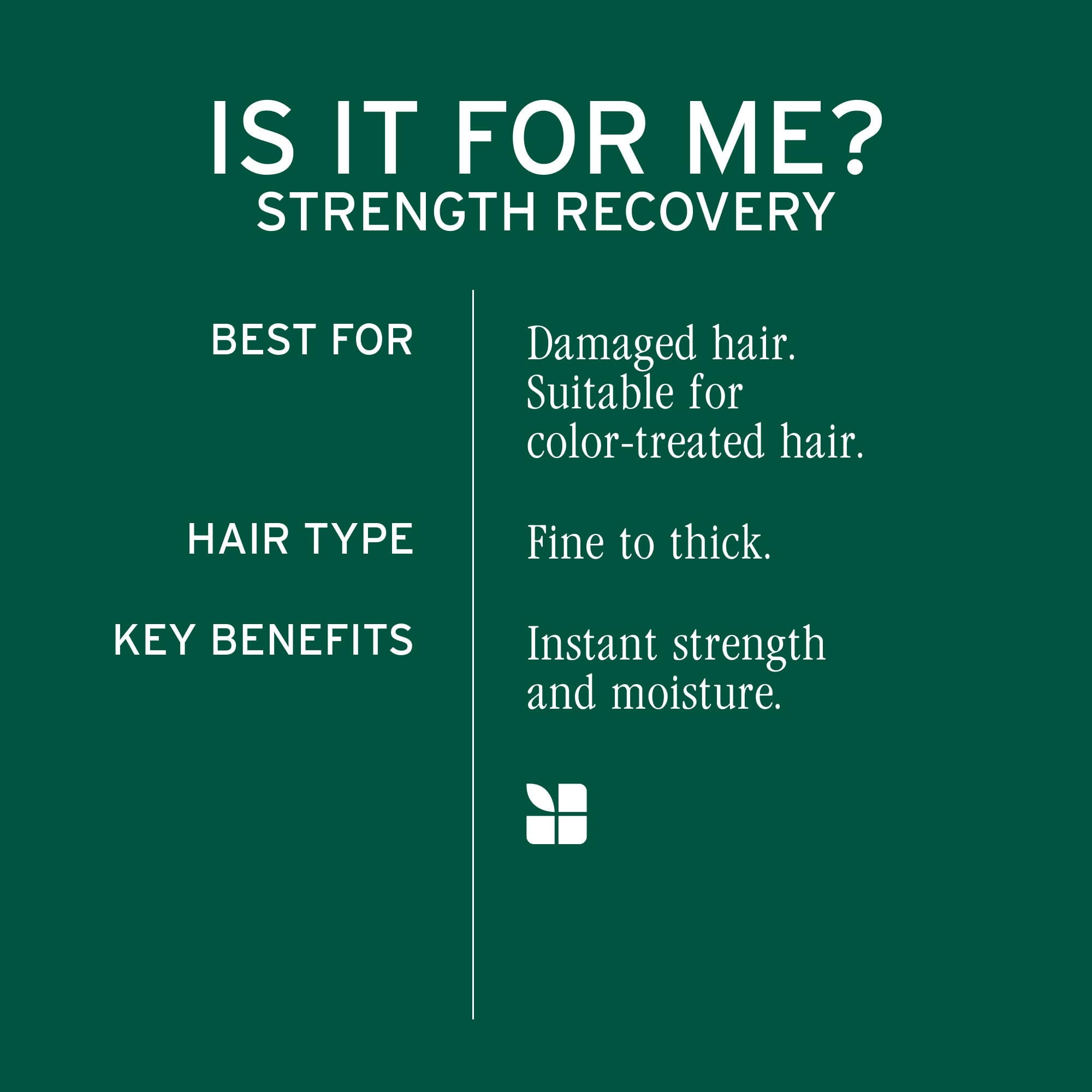 Biolage Strength Recovery Deep Treatment Pack | Moisturizing Hair Repair Mask | For Dry, Damaged Hair Types | Deep Conditioning | Cruelty-Free | Infused with Vegan Squalane | 3.4 Fl. Oz